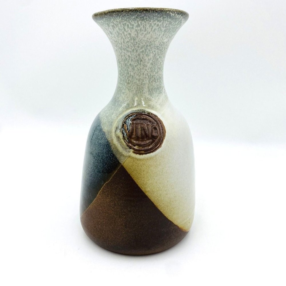 Vtg Pottery Craft USA Stoneware Wine Vino Decanter Carafe 7.5”x3.5” Tri Color